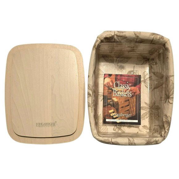 2001 Longaberger Card Keeper Basket Wood Lid Fabric Floral Liner Protector READ - Picture 3 of 13